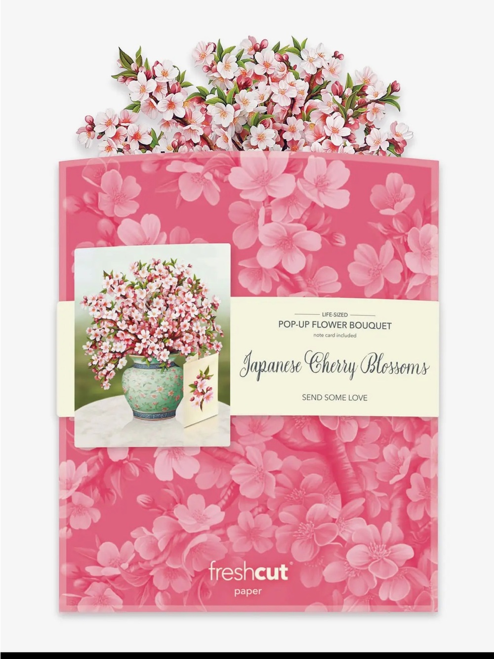 NWT Japanese Cherry Blossoms Pop-Up Flower Bouquet Cards by Freshcut Paper,LRG